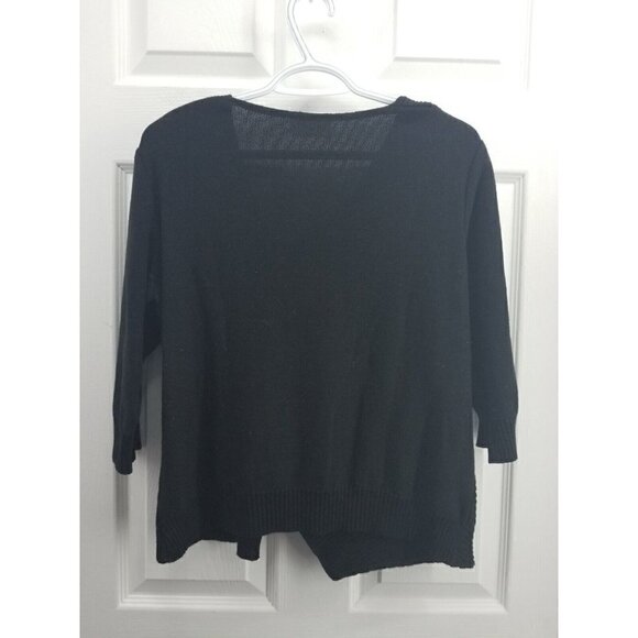 Putorti Sz L 3/4 Sleeves Sweater 3-Button Stretch Ribbed Black - Picture 2 of 6